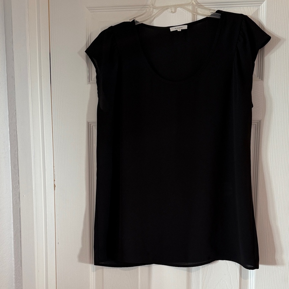 Pleione Classic Black Career Blouse small medium